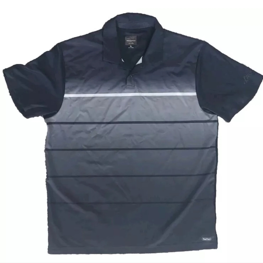 Greg Norman For Tasso Elba Rapivent Mens Striped Black Polo Golf Shirt Sz XL